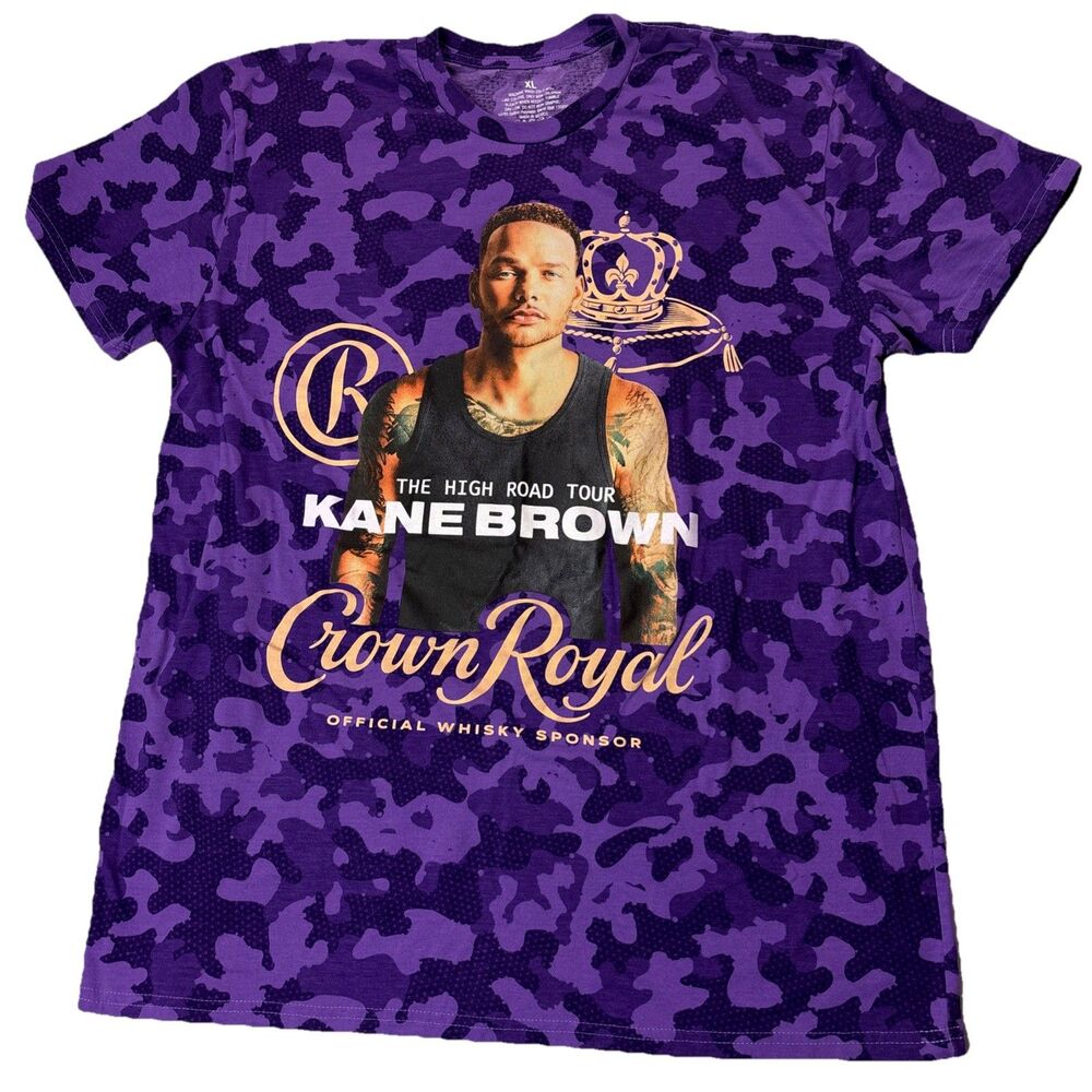 Crown Royal Kane Brown The High Road Tour T-Shirt Purple Camo Size XL  Womens